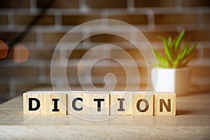 Diction word concept on cubes, speak concept