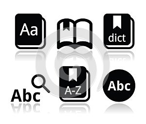 Dictionary book icons set