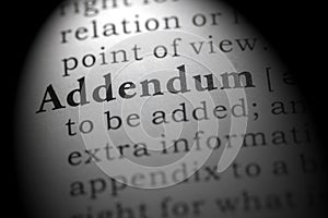 Dictionary definition of addendum