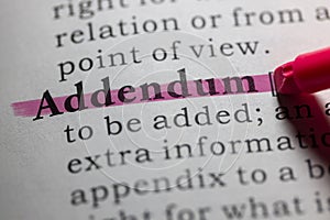 Dictionary definition of addendum