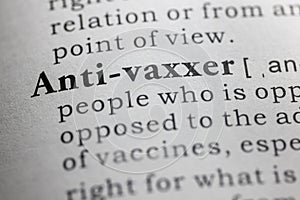 Dictionary definition of anti-vaxxers