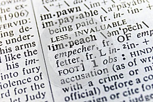 Dictionary Definition Close Up of `Impeach` I