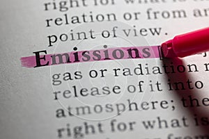 Dictionary definition of emissions