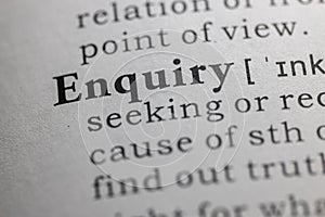 Dictionary definition of enquiry