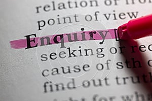 Dictionary definition of enquiry