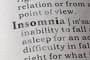 Dictionary definition of insomnia