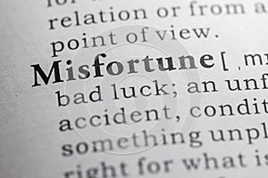 Dictionary definition of misfortune