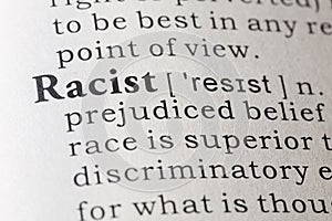 Dictionary definition of racist