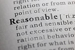 Dictionary definition of reasonable
