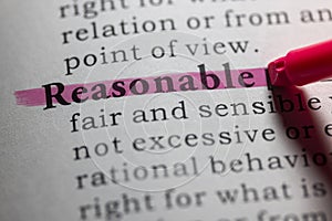 Dictionary definition of reasonable