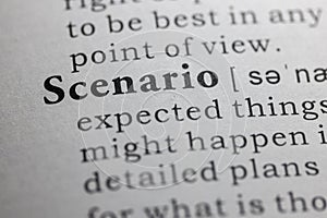 Dictionary definition of scenario