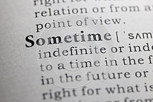 Dictionary definition of sometime