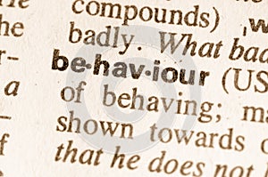 Dictionary definition of word behaviour