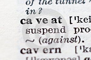 Definition of word caveat