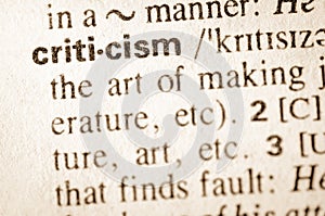 Dictionary definition of word criticism