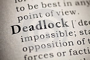 Dictionary definition of the word deadlock