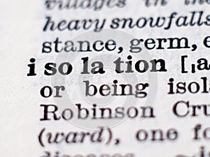 Dictionary definition of word isolation