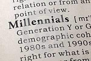 Dictionary definition of the word millennials
