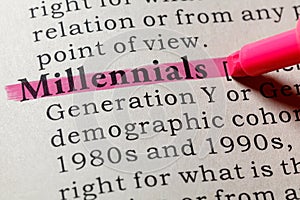 Dictionary definition of the word millennials