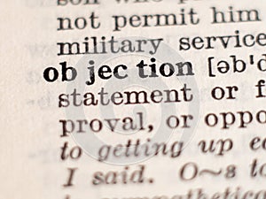 Dictionary definition of word objection photo
