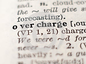 Dictionary definition of word overcharge photo