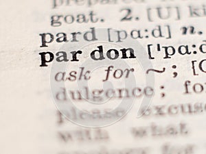 Dictionary definition of word pardon