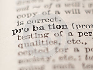 Dictionary definition of word probation