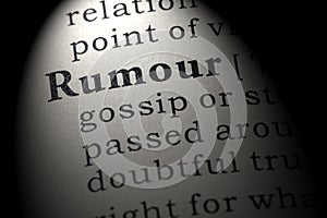 Dictionary definition of the word rumour