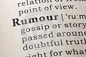 Dictionary definition of the word rumour