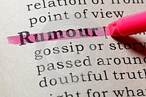 Dictionary definition of the word rumour