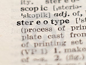 Dictionary definition of word stereotype