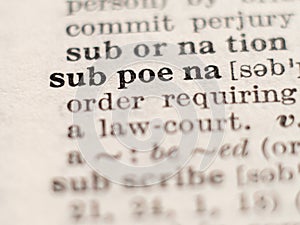 Dictionary definition of word subpoena