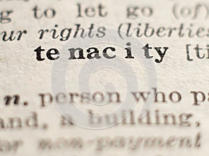 Dictionary definition of word tenacity photo
