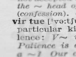 Dictionary definition of word virtue