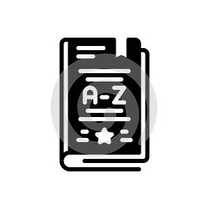 Black solid icon for Dictionary, lexicon and vocabulary photo