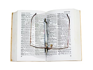 Dictionary, pen and Glasses 3