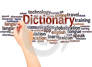 Dictionary word cloud hand writing concept