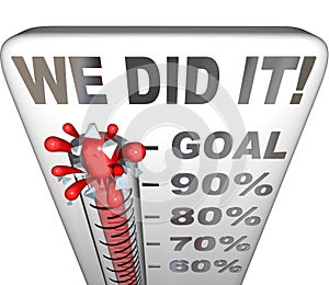 We Did It Thermometer Goal Reached 100 Percent Tally