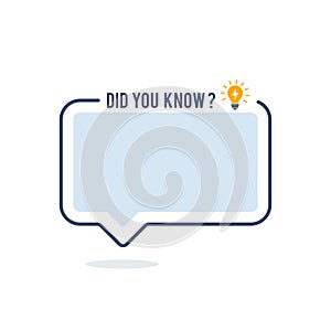 Did you know vector template post icon for social media background, fun fact blank template fyi vector