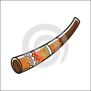 Didgeridoo musical instrument isolated on white vector illustration