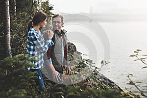 Didnt I tell you that itll be worth it. a young couple exploring nature together.