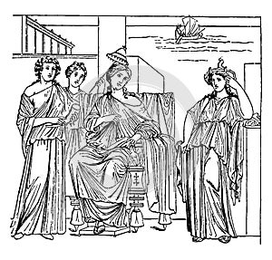 Dido parting with Aeneas vintage illustration