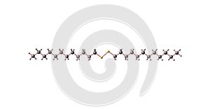 Didodecyl disulfide molecular structure isolated on white