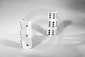 The die is cast. black and white playing blocks as a symbol of decision