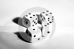 The die is cast. black and white playing blocks as a symbol of decision