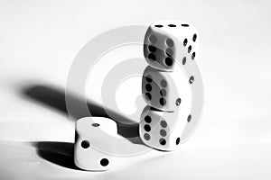 The die is cast. black and white playing blocks as a symbol of decision