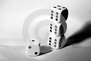 The die is cast. black and white playing blocks as a symbol of decision