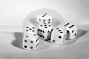 The die is cast. black and white playing blocks as a symbol of decision