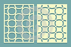 Die and laser cut screen panels with rings pattern. Laser cutting decorative Stencil tile For drawing, plaster and painting wall