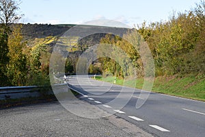 Dieblich, Germany - 10 28 2020: Country road between A61 and Dieblich at Glattlay